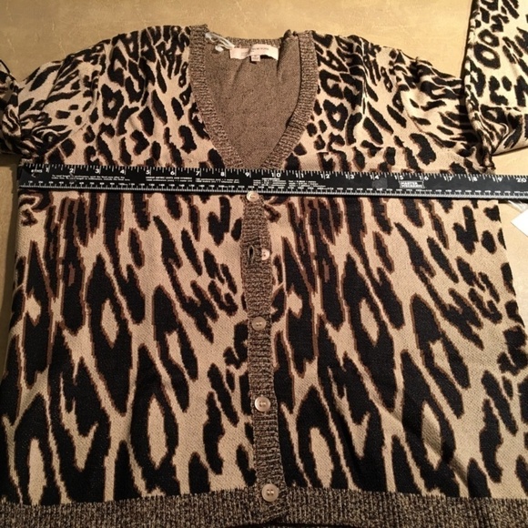 JONES NEW YORK Cardigan, NWT, Long Sleeves, BROWN/TAN LEOPARD, Size M - Picture 4 of 8